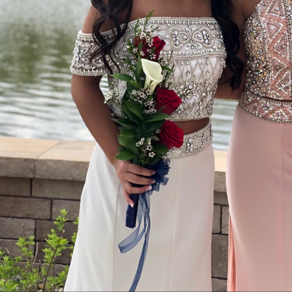 White Two piece prom dress